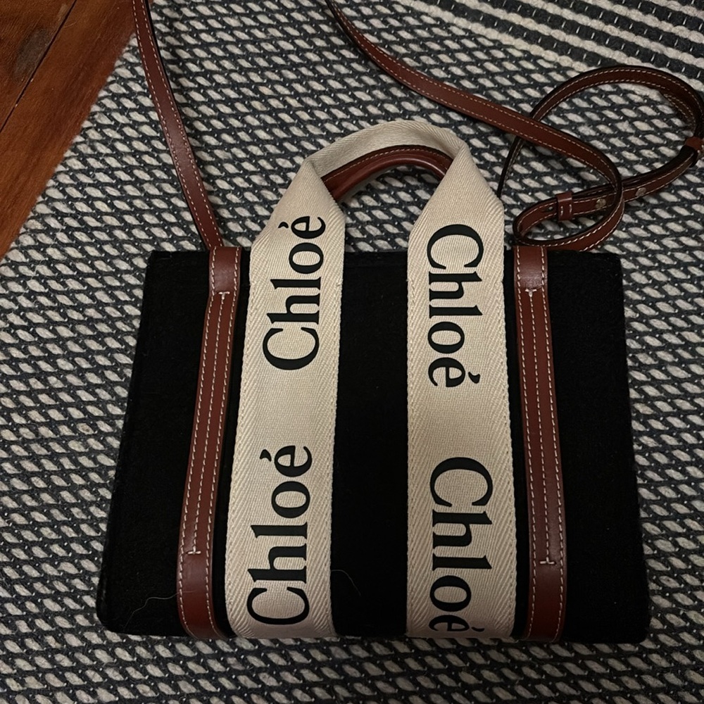 Chloe Woody Felt Wool Small Tote Bag